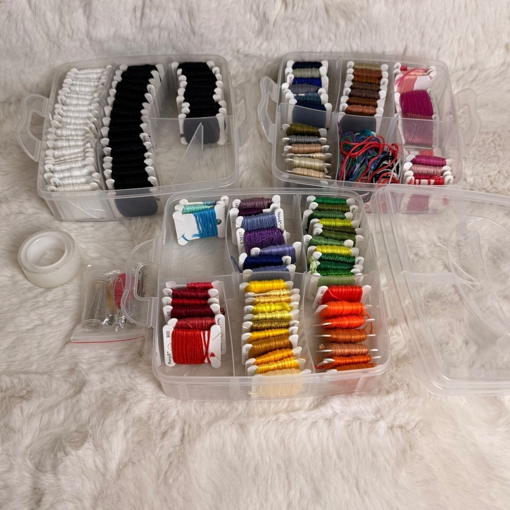 Peirich Embroidery Floss Kit 3-Tier Storage Case with Needles and Accessories